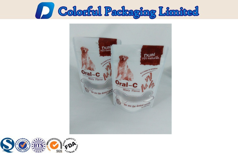 Jelas Jendela Kustom Pet Food Bags / Stand Up Dog Paket Makanan