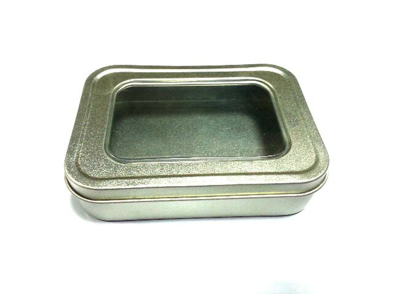Baterai Lapangan Logam Tin Kontainer Dengan PVC Window / Tin box, 109 * 79 * 25mm