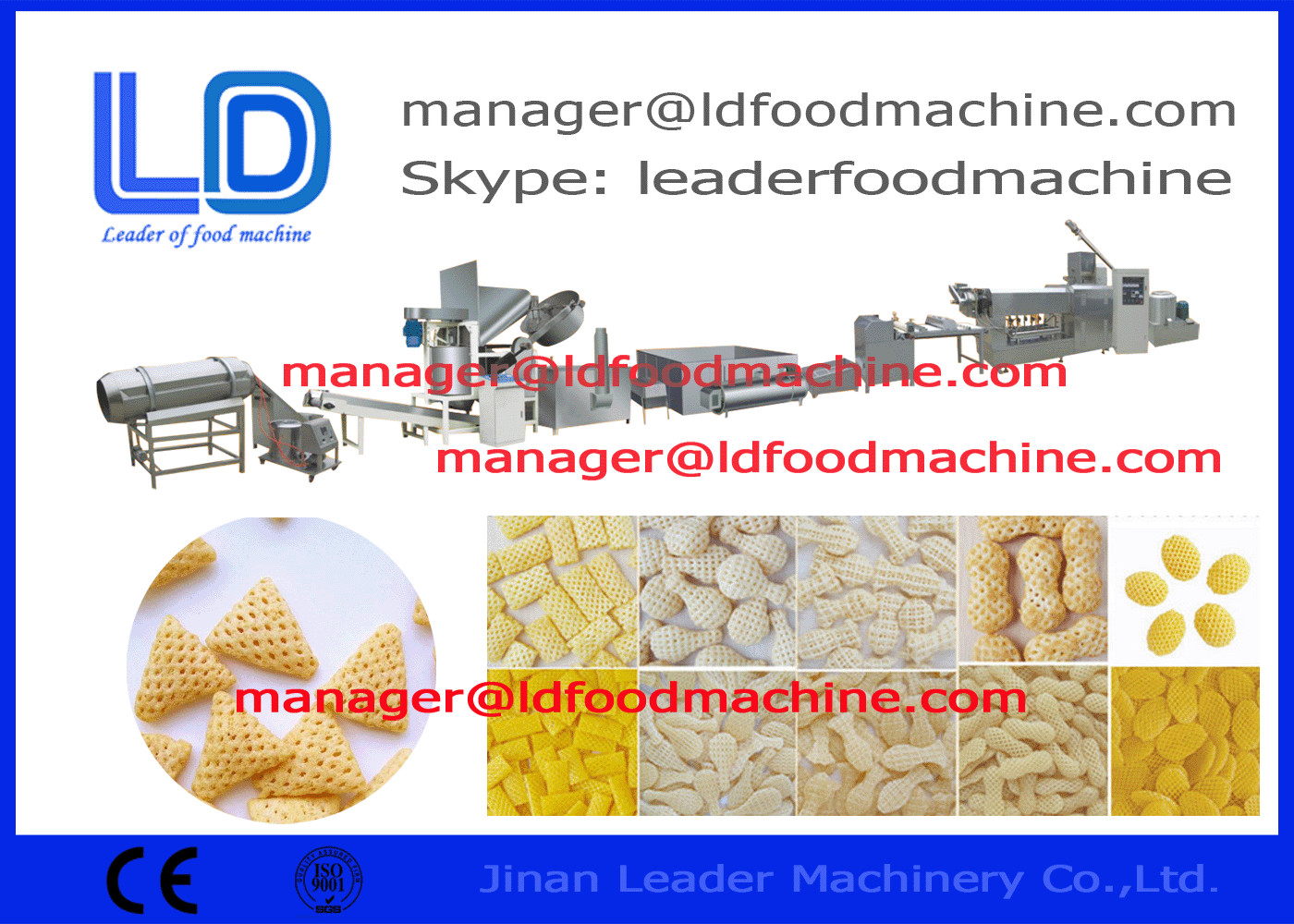 Otomatis 3D 2D Fried / Baked Snack Mesin Pellet Makanan Untuk Snack Produsen
