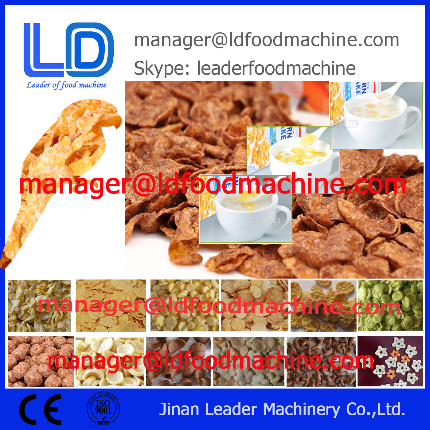 De Graangewassen van het roestvrij staalontbijt/Cornflakes die Machine voor Graangewassensnacks maken