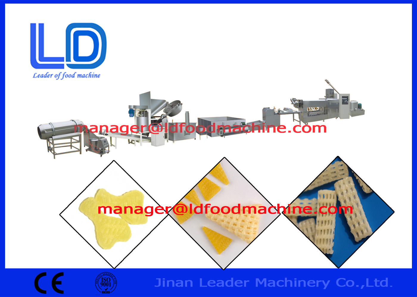 Food Grade 3D Pelet Snacks Proses Line untuk Fried Tepung Terigu
