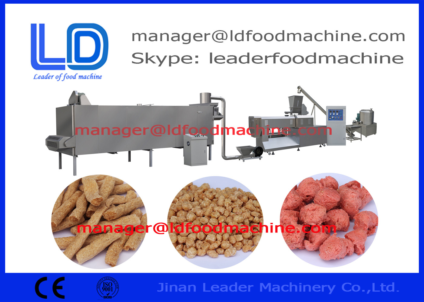 Snack Kedelai Pengolahan Peralatan Full Automatic Dengan Soybean Meal
