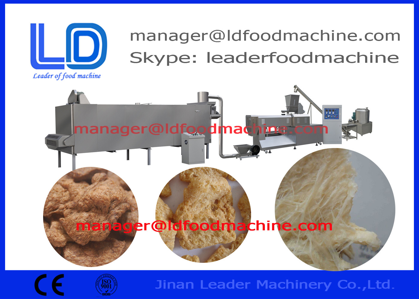 Peralatan Industri Kedelai Pengolahan Soya Nugget Food Jalur Pengolahan